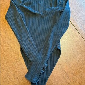 Zara Black Ribbed Knit Top